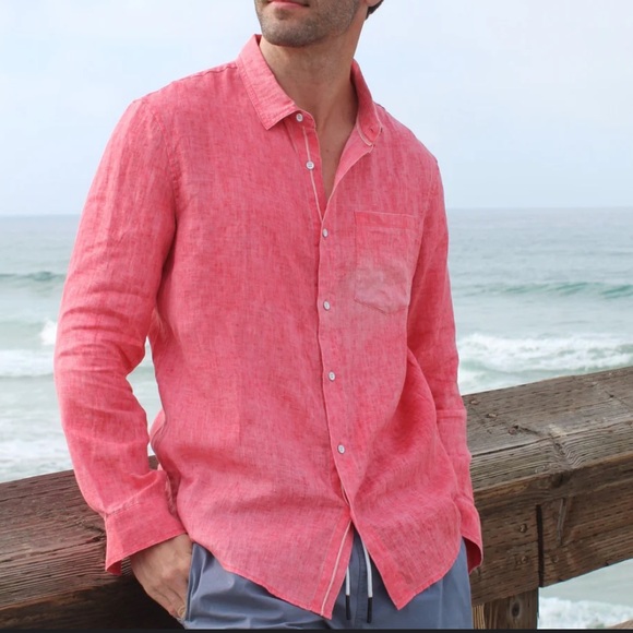 Henri Costa Coastal Rum Punch 100% Linen Button Down sz: Med NWOT - Picture 1 of 8